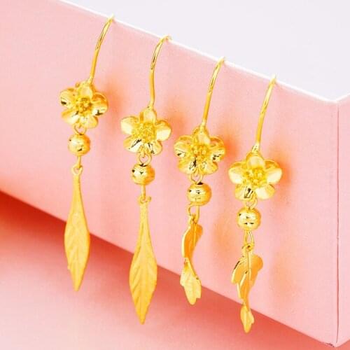 Fashion Leaf Earrings Korean-Style Gold-Plated Womens Flower Ear Stud Gold-Plated Leaf Earrings Wedding Jewelry Gift