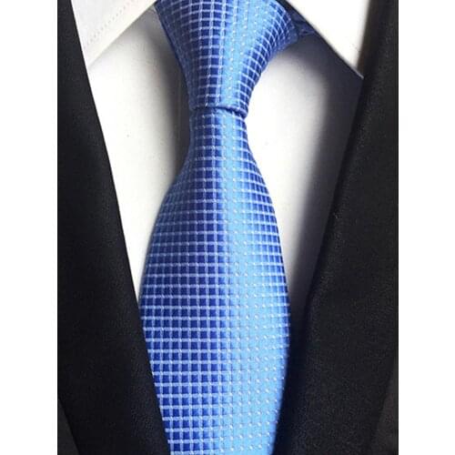 8cm Fashion Luxury Tie Blue Red Solid Plaid Necktie Silk Formal Neck Ties For Men Business Wedding Neckwear Gift Accessories Man