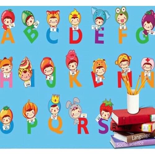 Cartoon Alphabet Chinese Pinyin Teaching Fashion Creative Home Decoration Removable Waterproof Wall Sticker