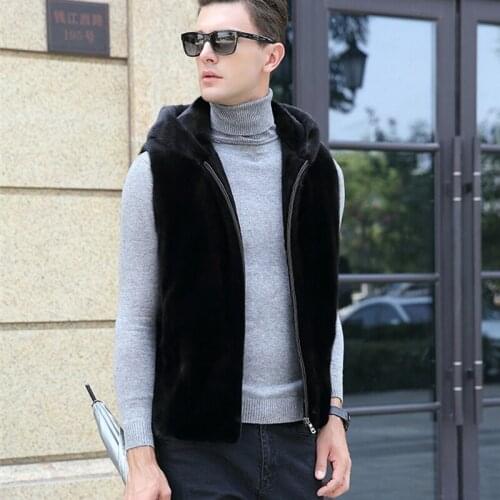 Men winter Business Style Gorgeous menly Wholeskins Real Mink fur Vest coats generous Men stunning natural mink fur coats