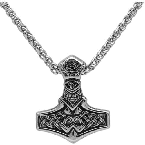 Stainless steel viking mjolnir necklace for men thor hammer viking jewelry gift for men