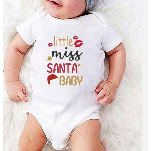 Infant Outfit Newborn Girl Winter Clothes Baby Christmas Costume Little Miss Santa Printed Baby Printed Children Jumpsuits