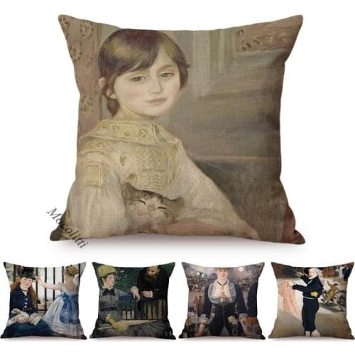 Famous Impressionism Painter Edouard Manet Oil Painting Art Home Decor Sofa Pillow Cases Luxury Decorative Linen Cushions Cover