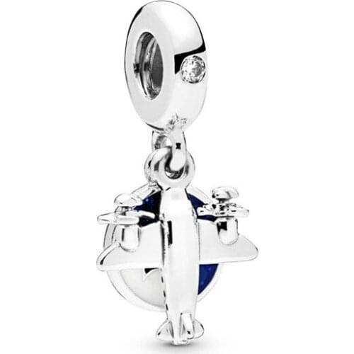 New Original Alloy Bead Simple Small Propeller Plane Charm Fit Pandora Bracelet Bangle Necklace DIY Women Jewelry