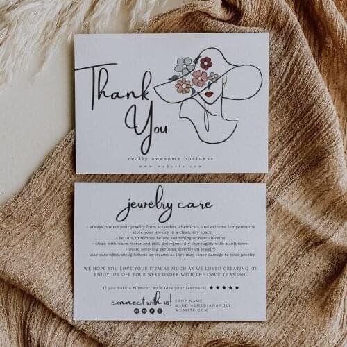 Personalized Modern Small Business Thank You Template Custom Business Thank You Card Insert card Simple Shop Packaging Card
