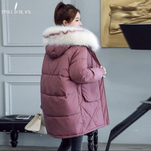 PinkyIsBlack 2019 Women Winter Jacket Fur Hooded Warm Coat Plus Size Cotton Padded Jacket Female Long Parka Women Wadded Jaqueta