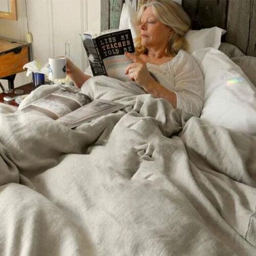 Nordic Style 100% Linen Duvet Cover 1PC Soild Bed Decoration for Bedroom Natural Fabric Soft Breathe Comfortable Comfort Covers