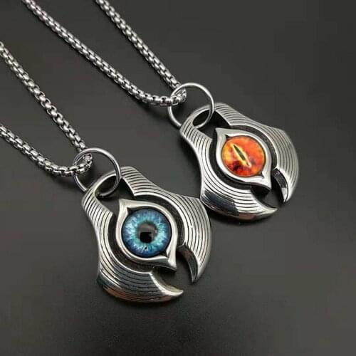Punk Retro Stainless Steel Evil Eye Pendants Necklaces for Men Rock Jewelry Drop Shipping
