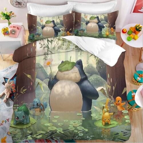 Pokemon Quilt Cover Pokémon Pikachu Beding Set Pillowcase Cute Cartoon Printing Bed Spead Child Anime Bedroom Bed Duvet Cover