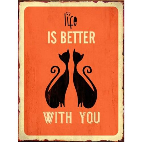 Rabbit Garden Posters for Outside Black Cat Decoration for Home Bar Metal Plates Tin Sign Metal Wall Decor Poster Vintage Retro