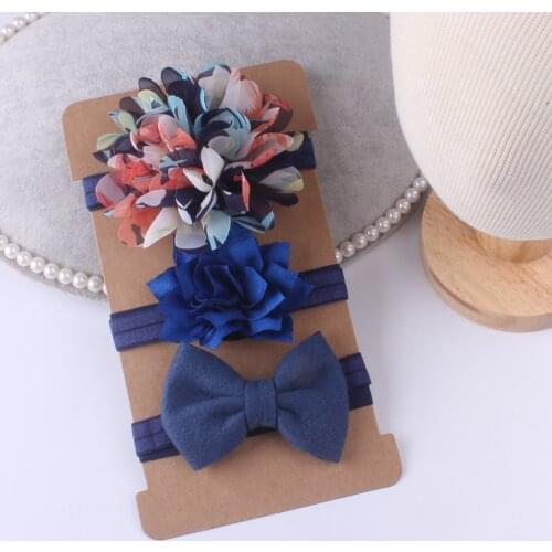 On Sale 3pcs Baby Girl Elastic Bowknot Headband Children Skinny Stretchy Bow Elastic Hair Band Accessories Flower Para Cabelo