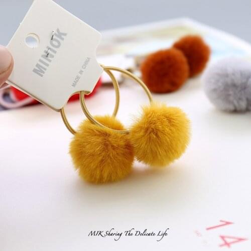 Fashion New 2pcs/set Girls Hair Accessories 3cm Rabbit Fur Ball Hair Ties For Kids Girls Pom Pom Ball Elastic Hair Bands Scrunch