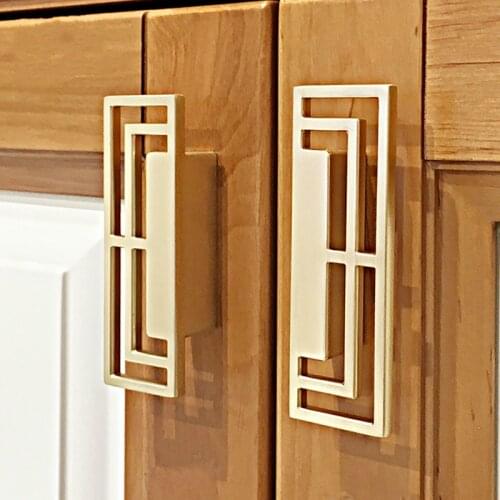 Cabinet Handles Furniture Handle Solid Brass Brushed Gold Black Bookcase Drawer Pulls Knobs Furniture Handles Hardware