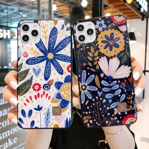 Fashion Gold Foil flower Glitter silicone case For iphone 12 Mini SE 2 2020 11 Pro max X XR XS MAX 6 6s 7 8 plus cover funda