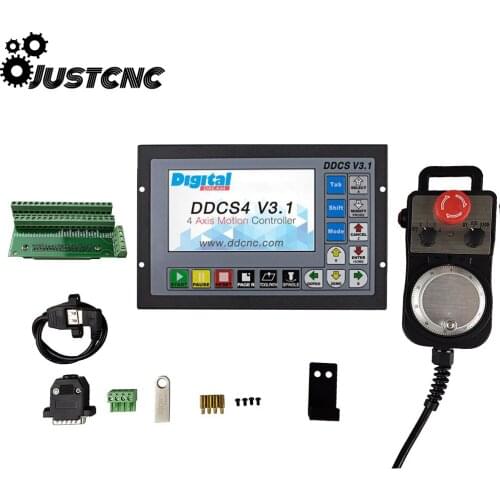 Special offer DDCSV3.1motion control system set 3-axis 4-axis cnc controller, emergency stop electronic handwheel support G code