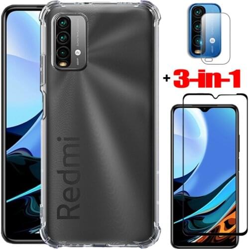Airbag Case + Glass for Xiaomi Redmi 9T 9A 9C 8A 7A Soft Anti-shock TPU Case Redmi9A Protective Cover Redmi 9C NFC Redmi 9T Case