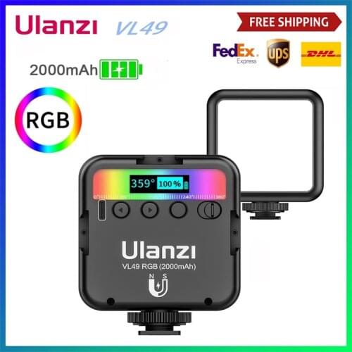 Ulanzi VL49 RGB Video Lights Mini LED Camera Light 2000mAh Rechargable LED Panel Lamp Photo Video Lighting for Youtube Tik tok