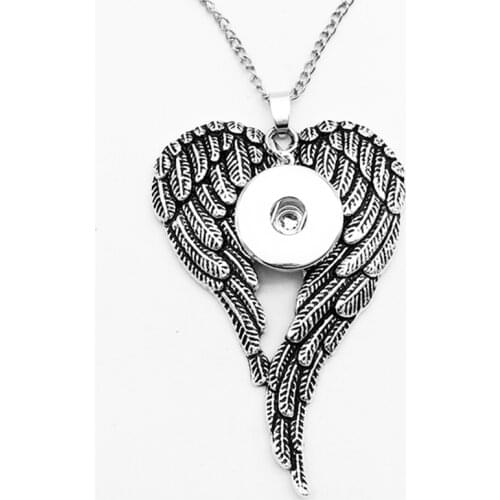 Angel wing snap button jewelry pendant Necklace NX6649 (fit 18mm 20mm snaps)