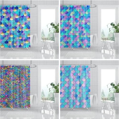 3D Print Mermaid Scales Shower Curtain High Quality Waterproof Polyester Bath Curtain For Bathroom Decor