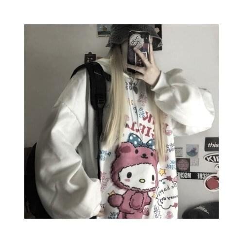 Kawaii Oversized Cartoon Winter Women Hoodie Anime Print Loose Casual Harajuku Japanese Sweatshirt Fashion Pullover Sweet Tops