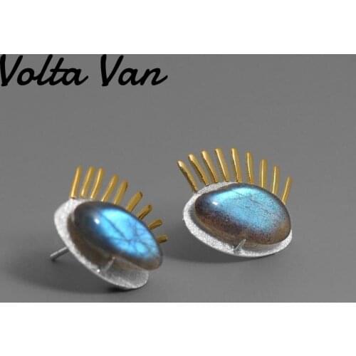 Volta Van Stud Earrings Labradorite 925 Sterling Silver 2021 New Elegant Classic Eyelash Original Design Jewelry Women Earrings