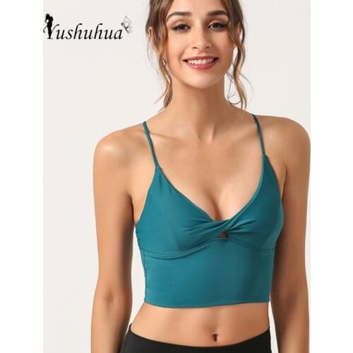 Yushuhua Womens Yoga bra Hollow Cross Brassiere Bh Push Up Sport Bras Woman Fitness Sports Activewear Tops Gym Bra S XL