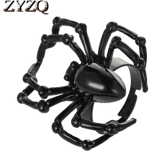 ZYZQ Neo Gothic Simulation Spider Ring Punk Style Halloween Spoof Tricky Toy Accessories