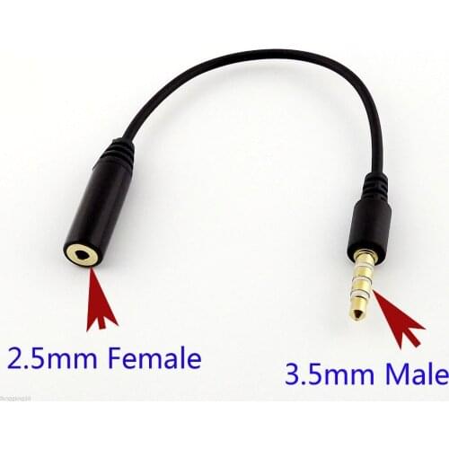 10pcs Audio Adapter Cable 2.5mm Female Stereo To 3.5mm 1/8" Male 4 Pole 15cm