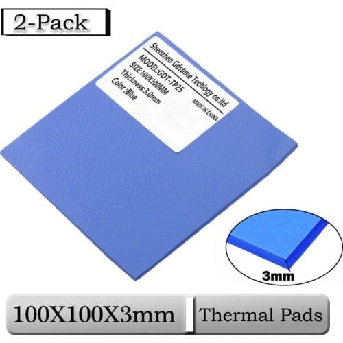 2 pcs Gdstime 100mmx100mmx3mm 0.3cm Thickness Blue Thermal Pad CPU Heatsink Pad 100x3mm 3mm Cooling Conductive Silicone Thermal