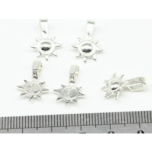 200 zinc alloy sun Shaped Glue on Bails - Silver Plated - for Pendant Making 12*16mm lead and nickle free