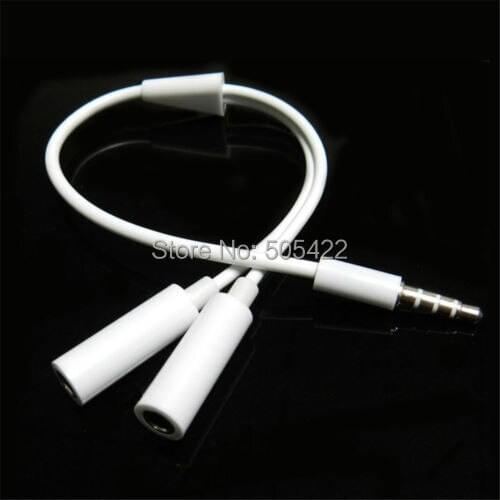 3.5mm Headphone Male to 2 Female Y Splitter Audio Adapter Cable For iPhone iPod