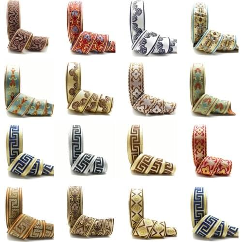 3Yards 28mm Ethnic Embroidery Lace Trim Ribbon Vintage Boho Lace Trim Clothes Bag Accessories Embroidered DIY Fabric