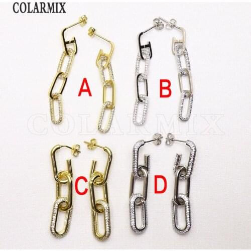 5 Pairs long drop earrings easy pull hook zircon earrings dangle earrings for women fashion accessories 51054