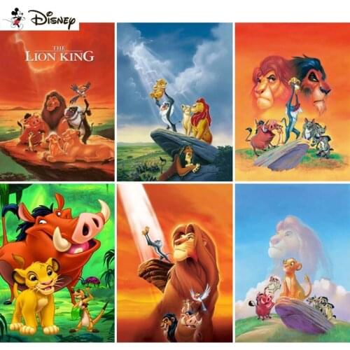 5D Diamond Painting Disney "Cartoon Lion King" Diamond Mosaic Tiger Lion DIY Round Diamond Cross Stitch Rhinestone Art Gift