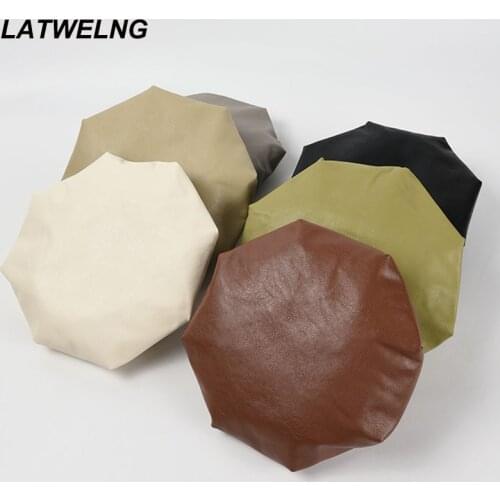 2021 New PU Leather Berets For Women Fashion Hexagonal Brim Painter Hat British Retro Beret Hat Autumn Winter 6 Colors Wholesale