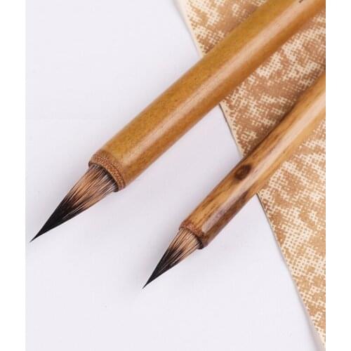 Chinese Calligraphy Brush Pen 2pcs Rabbit Hair Chinese Painting Brush Pen Huzhou Calligraphy Drawing Practice Writing Brushes