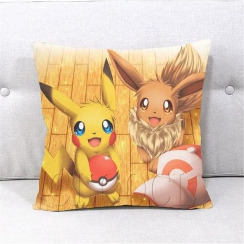 Anime Pillow Case Decoration Pikachu 3D Printed Polyester Pillowcase Cartoon Plush Throw Pillow for Home Sofa Car Living