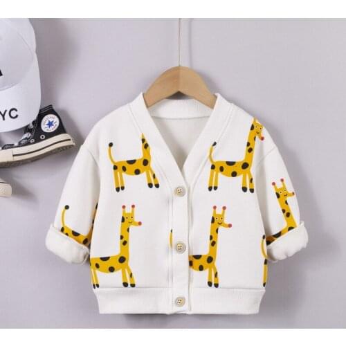 Childrens Clothing Kids' Overcoat Boys and Girls Autumn and Winter Baby Fleece-Lined Breathable Giraffe Cold-Proof Button Coat