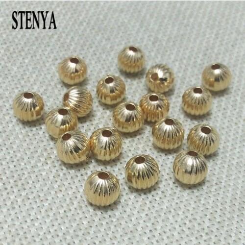 Earrings findings bracelet cell lanyard charms making Corrugated spacer beads Smooth Round Striped Pumpkin Connector diy Acrylic