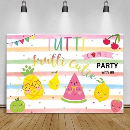 Laeacco Colourful Stripes Dots Backdrop For Photography Fruit Pineapple Watermelon Poster Pattern Photo Background Photostudio