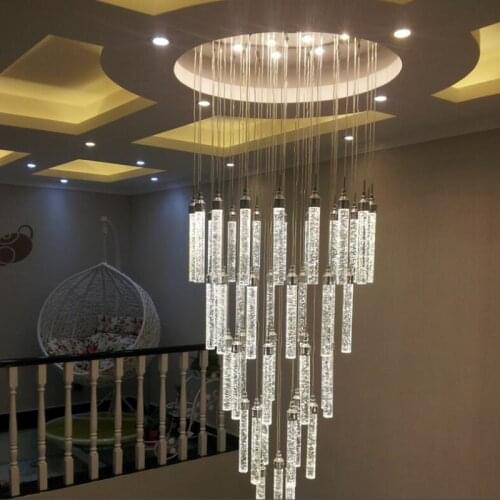 Lamp Chandelier Light For High Ceiling Entryway Stairs Hanging Spiral Long Lamps Crystal Staircase Chandelier Hanging Lights
