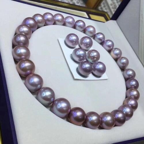 MADALENA SARARA AA+ 10mm Natural Purple Freshwater Pearl Strand 18" 41pcs Loose Pearls Near round Fine Luster