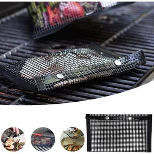 1Pcs Reusable BBQ Grill Mesh Bag Non-Stick Barbecue Baking Isolation Pad Outdoor Camping Picnic BBQ Bag Kitchen Tools