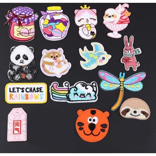 Cartoon animal clothing patches Dragonfly bees children clothing hats Badge Candy can Decorative sticker students