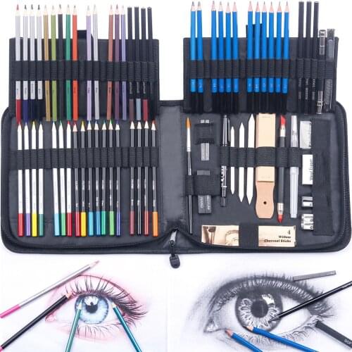 83Pieces Colored Pencils and Sketching Pencils Set with Drawing Tool , Portable Drawing Pencils for Children, Adults and Artists