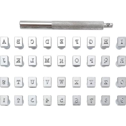 BMBY-36Pcs Leathercraft Metal Letter and Number Stamps Punch Set Tool, 26 Alphabet Imprinted Leather Punching Tools(3.5Mm)