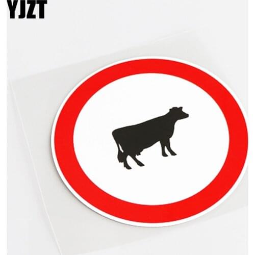 YJZT 12.6CM*12.6CM Funny Animal Cow Warning Pattern PVC Car Sticker Decal 13-0781