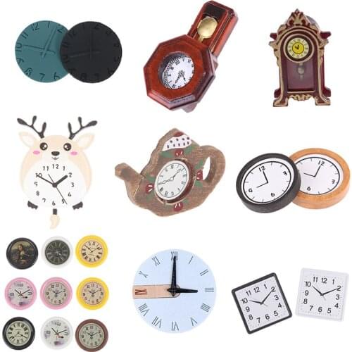 Multi Dollhouse Wall Clock Bird Octagonal Alarm Clocks Doll House Miniature Accessories Pretend Play Living Room Furniture Toys
