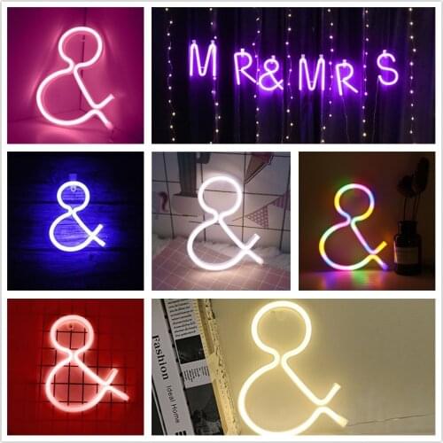 Neon Alphabet Heart Lamp 26 Letters LED Night Light For Birthday Wedding Party Bedroom Wall Hanging Decor