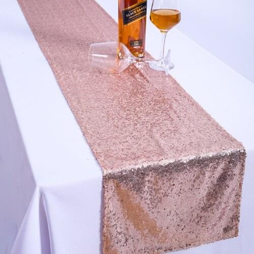 Solid Color Polyester Sequin Table Runner Luxury Decor Wedding Party Supplies Placemat Dinner Table Decoration Table Cloth